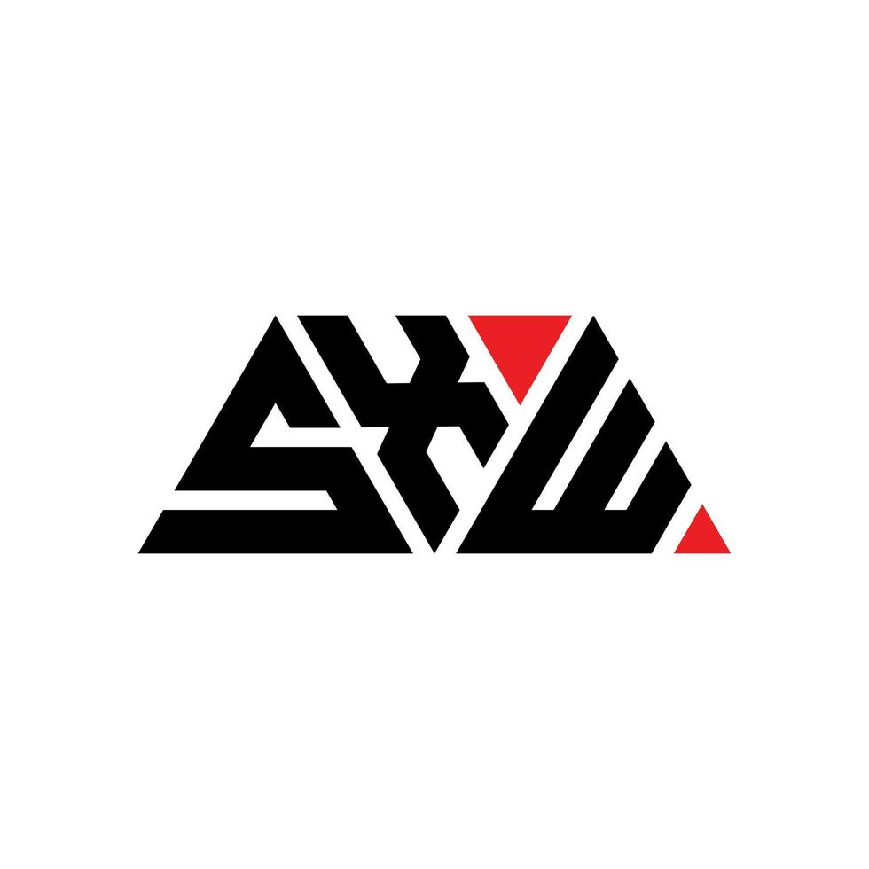 SXW triangle letter logo design with triangle shape. SXW triangle logo design monogram. SXW triangle vector logo template with red color. SXW triangular logo Simple, Elegant, and Luxurious Logo. SXW