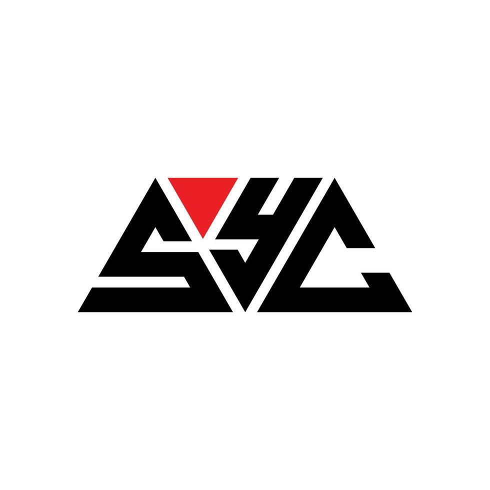 SYC triangle letter logo design with triangle shape. SYC triangle logo design monogram. SYC triangle vector logo template with red color. SYC triangular logo Simple, Elegant, and Luxurious Logo. SYC