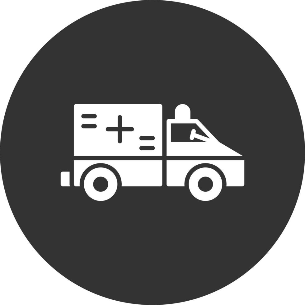 Ambulance Glyph Inverted Icon vector