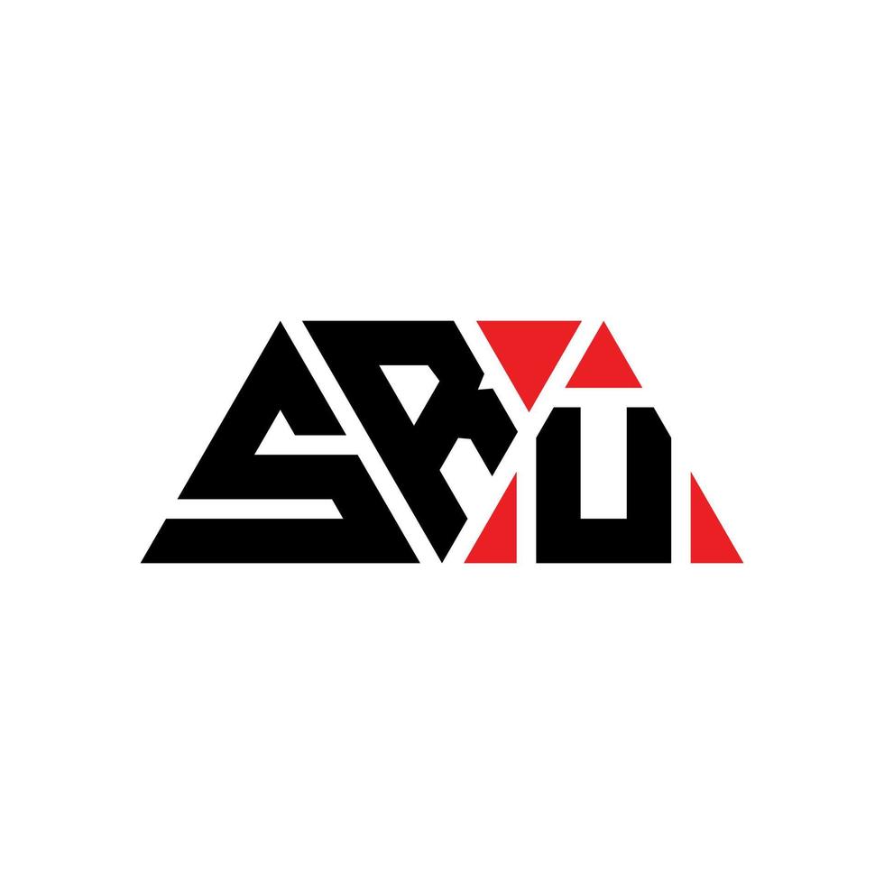 SRU triangle letter logo design with triangle shape. SRU triangle logo design monogram. SRU triangle vector logo template with red color. SRU triangular logo Simple, Elegant, and Luxurious Logo. SRU