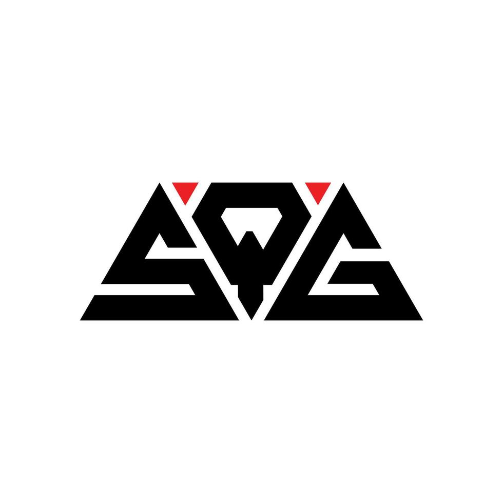 SQG triangle letter logo design with triangle shape. SQG triangle logo design monogram. SQG triangle vector logo template with red color. SQG triangular logo Simple, Elegant, and Luxurious Logo. SQG