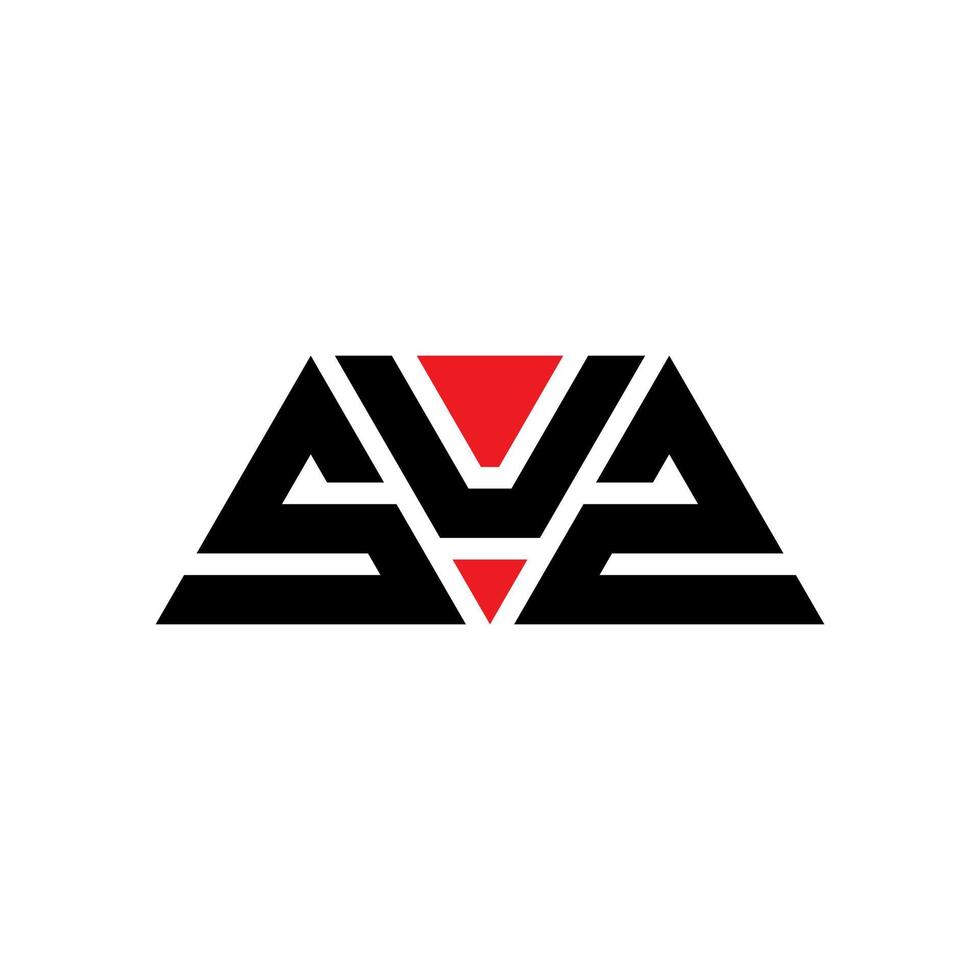 SUZ triangle letter logo design with triangle shape. SUZ triangle logo design monogram. SUZ triangle vector logo template with red color. SUZ triangular logo Simple, Elegant, and Luxurious Logo. SUZ