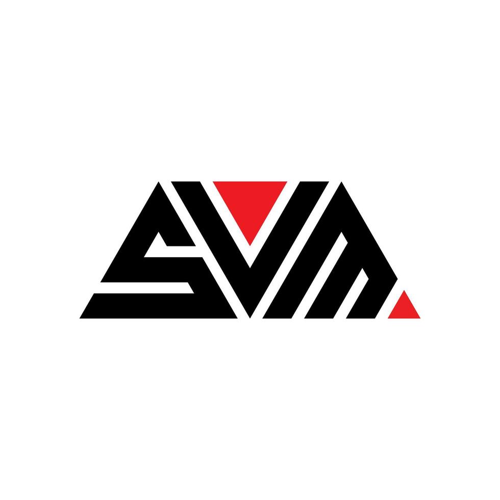 diseño de logotipo de letra triangular svm con forma de triángulo. monograma de diseño del logotipo del triángulo svm. plantilla de logotipo de vector de triángulo svm con color rojo. logotipo triangular svm logotipo simple, elegante y lujoso. svm