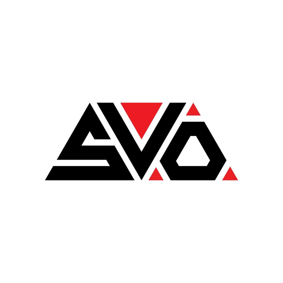 SVO triangle letter logo design with triangle shape. SVO triangle logo design monogram. SVO triangle vector logo template with red color. SVO triangular logo Simple, Elegant, and Luxurious Logo. SVO