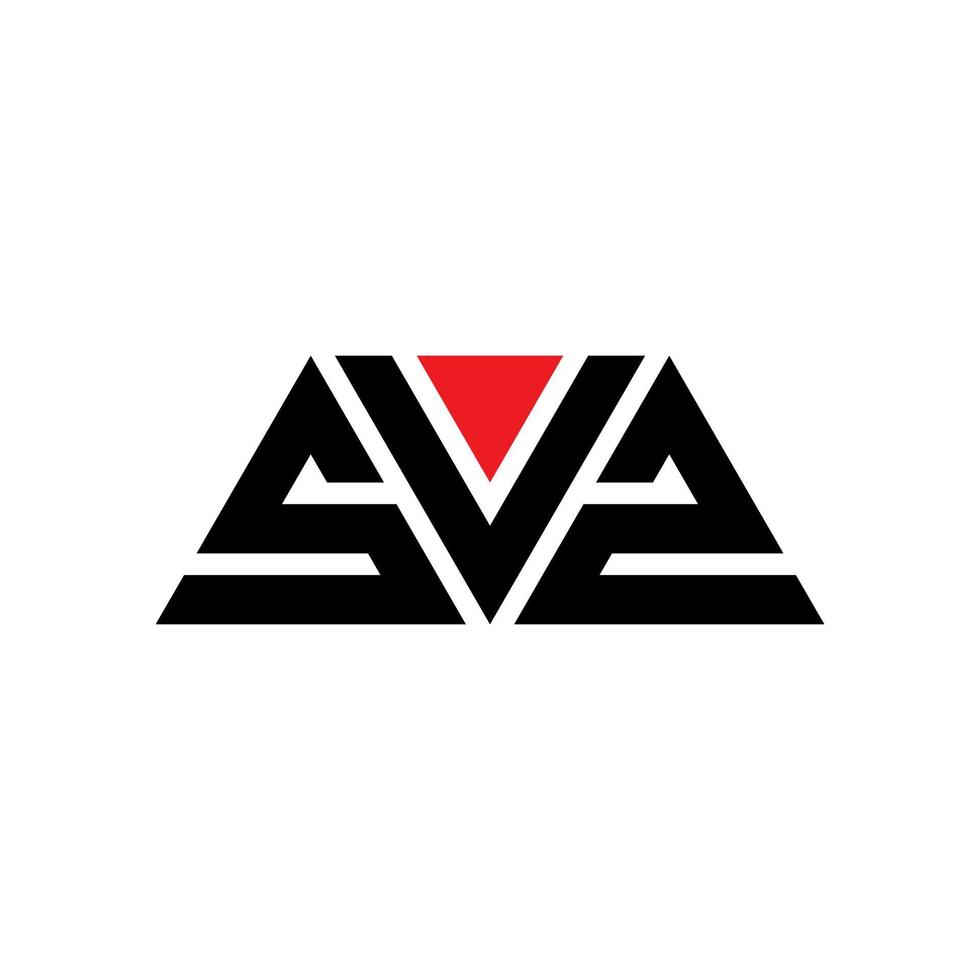SVZ triangle letter logo design with triangle shape. SVZ triangle logo design monogram. SVZ triangle vector logo template with red color. SVZ triangular logo Simple, Elegant, and Luxurious Logo. SVZ