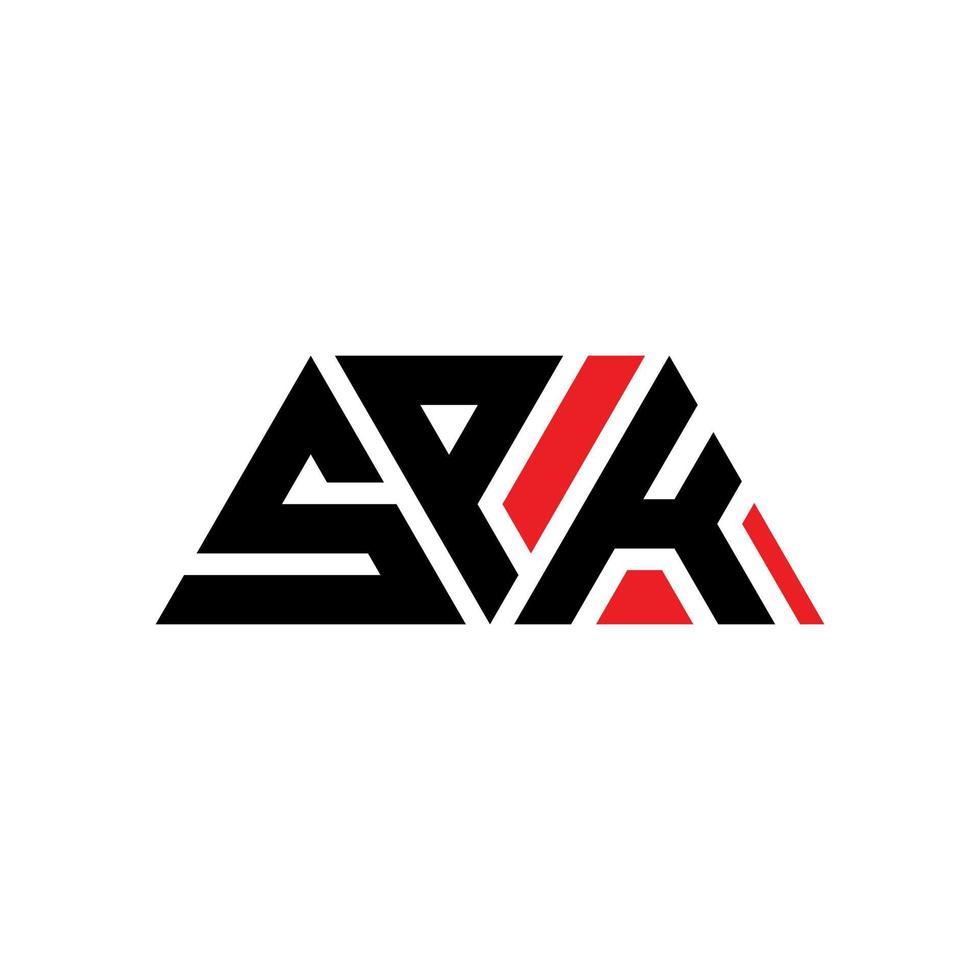 diseño de logotipo de letra de triángulo spk con forma de triángulo. monograma de diseño de logotipo de triángulo spk. plantilla de logotipo de vector de triángulo spk con color rojo. logo triangular spk logo simple, elegante y lujoso. hablar