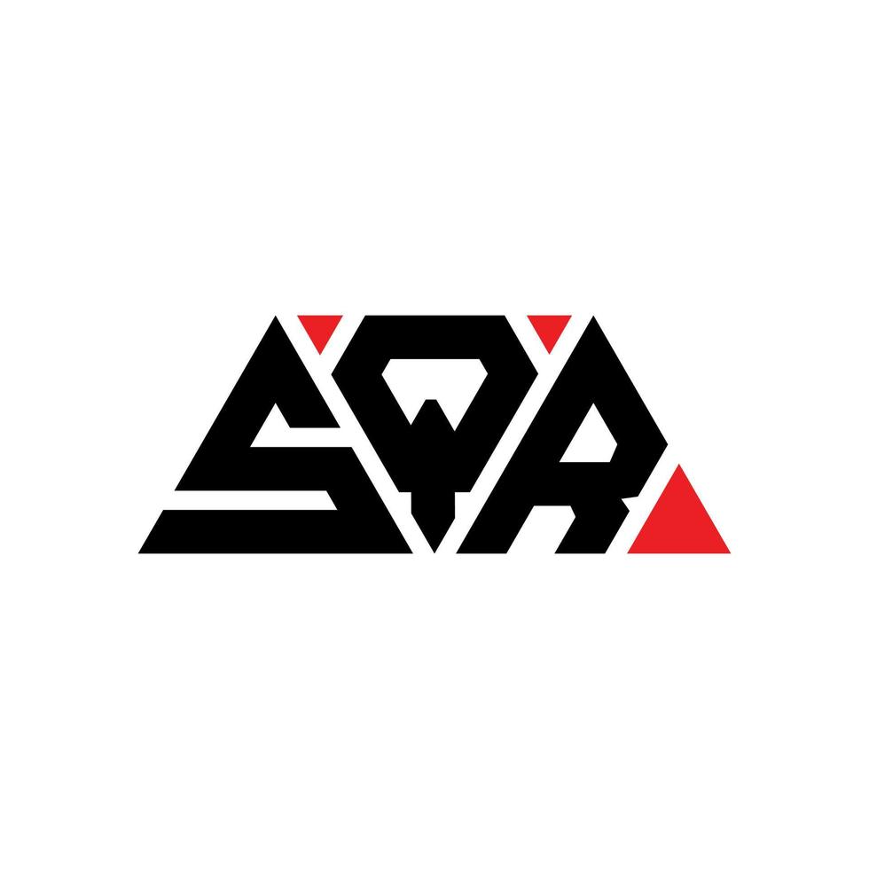 SQR triangle letter logo design with triangle shape. SQR triangle logo design monogram. SQR triangle vector logo template with red color. SQR triangular logo Simple, Elegant, and Luxurious Logo. SQR