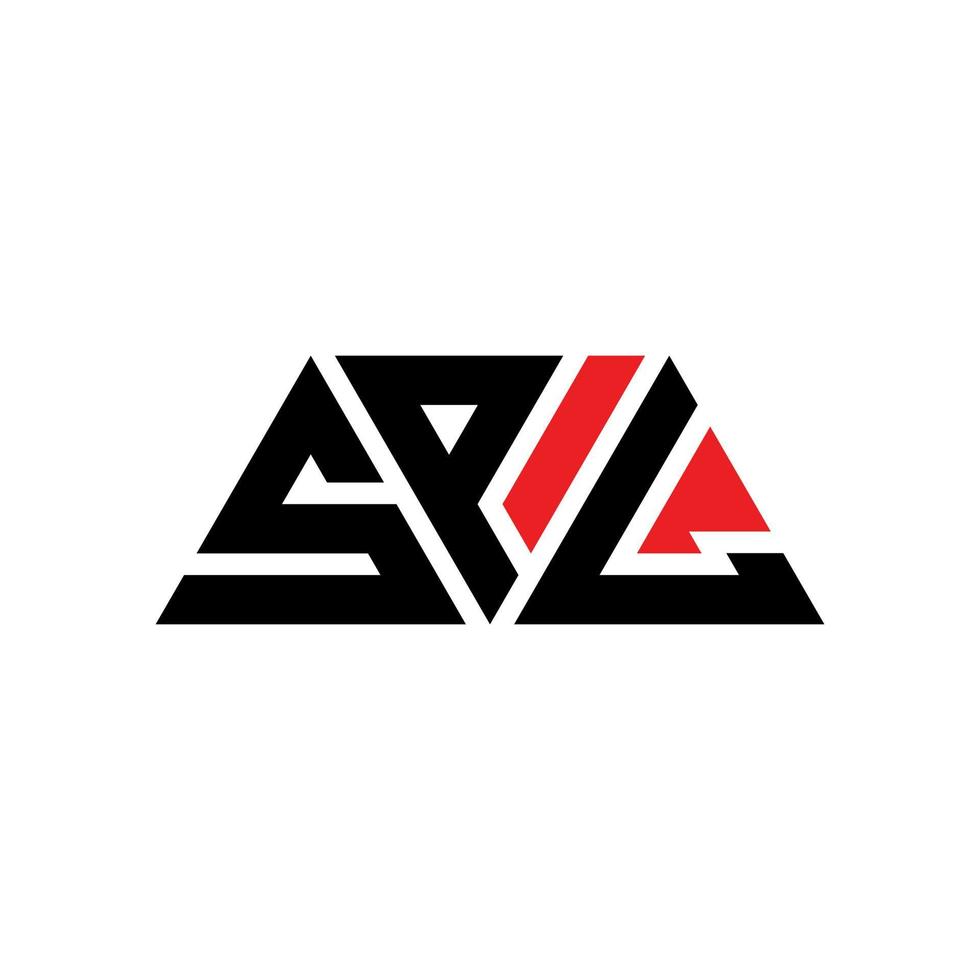 SPL triangle letter logo design with triangle shape. SPL triangle logo design monogram. SPL triangle vector logo template with red color. SPL triangular logo Simple, Elegant, and Luxurious Logo. SPL