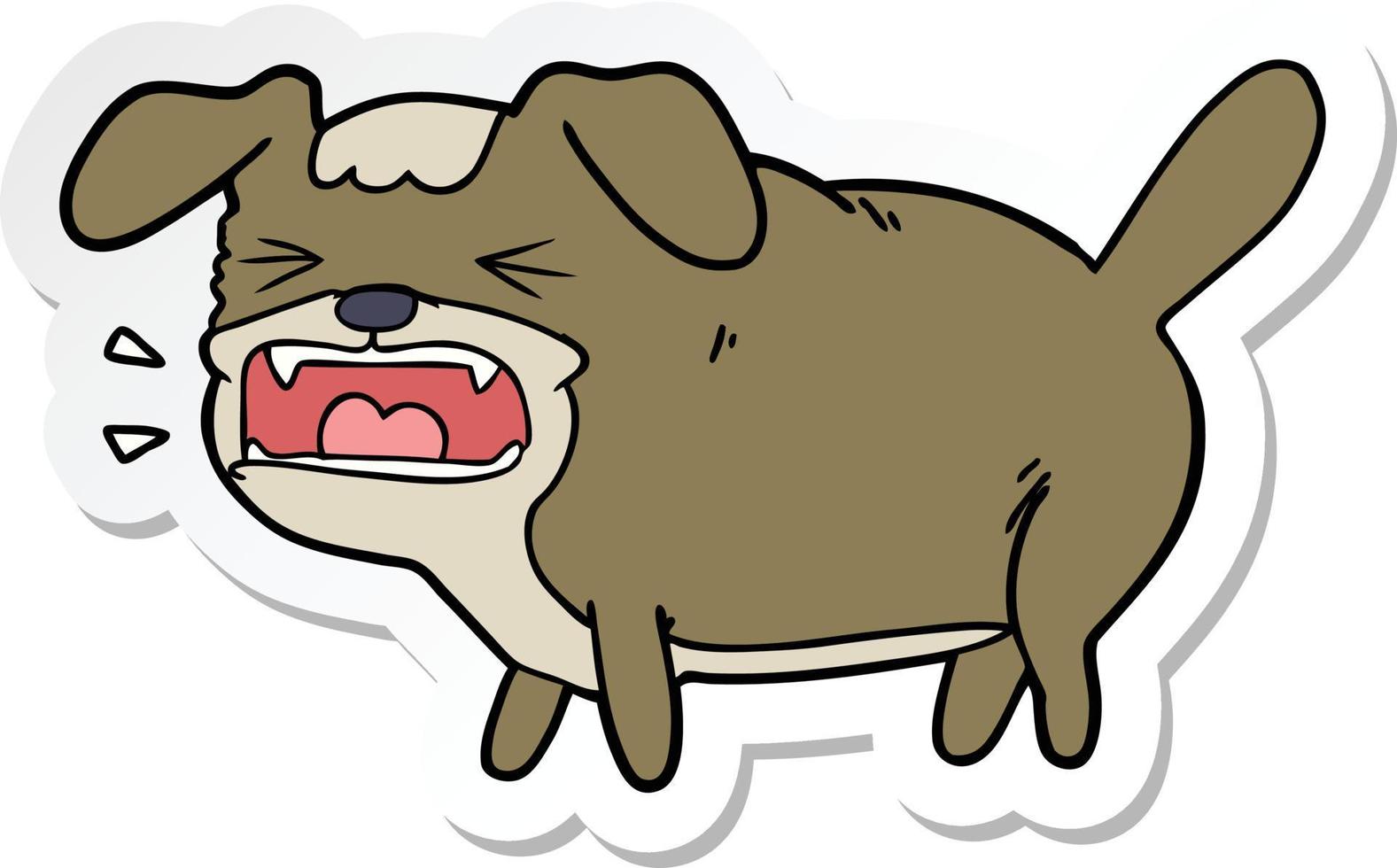 sticker of a cartoon dog barking vector