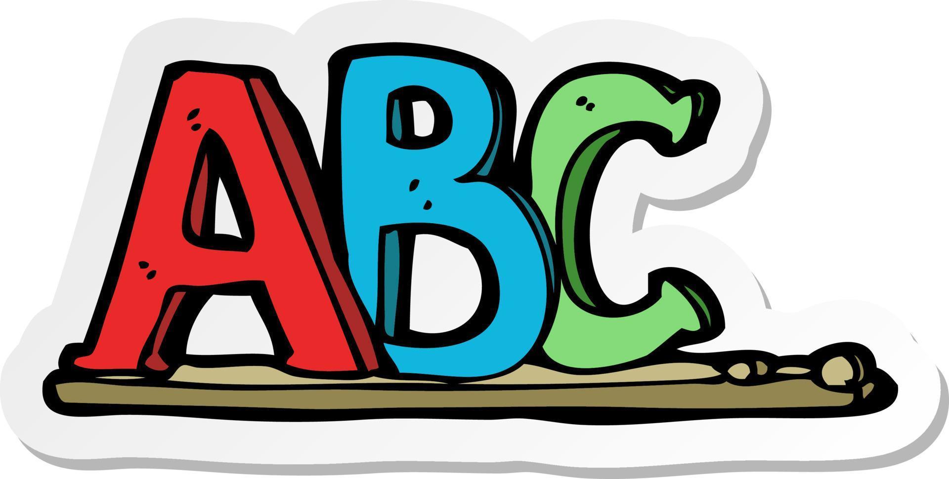 sticker of a cartoon ABC letters vector