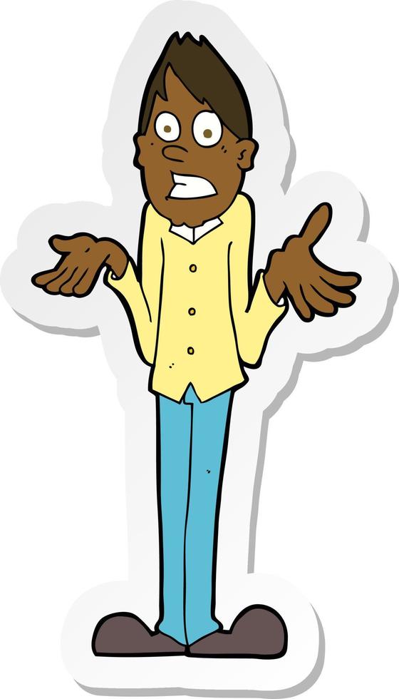 sticker of a cartoon man shrugging shoulders vector