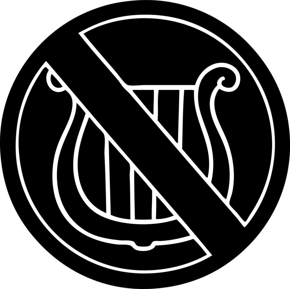 flat symbol no music allowed sign vector