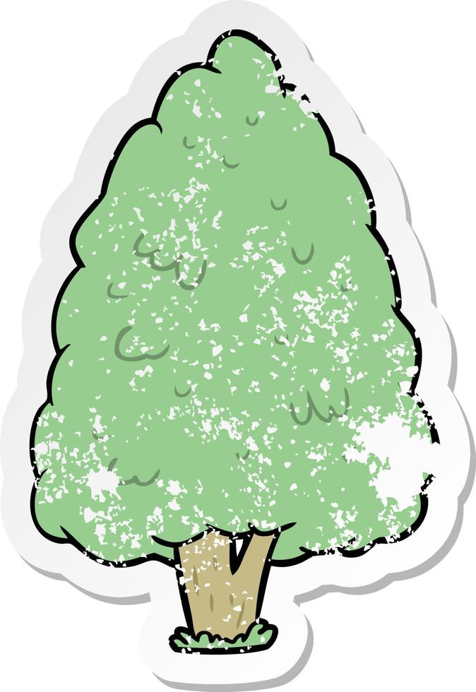 distressed sticker of a cartoon tall tree vector