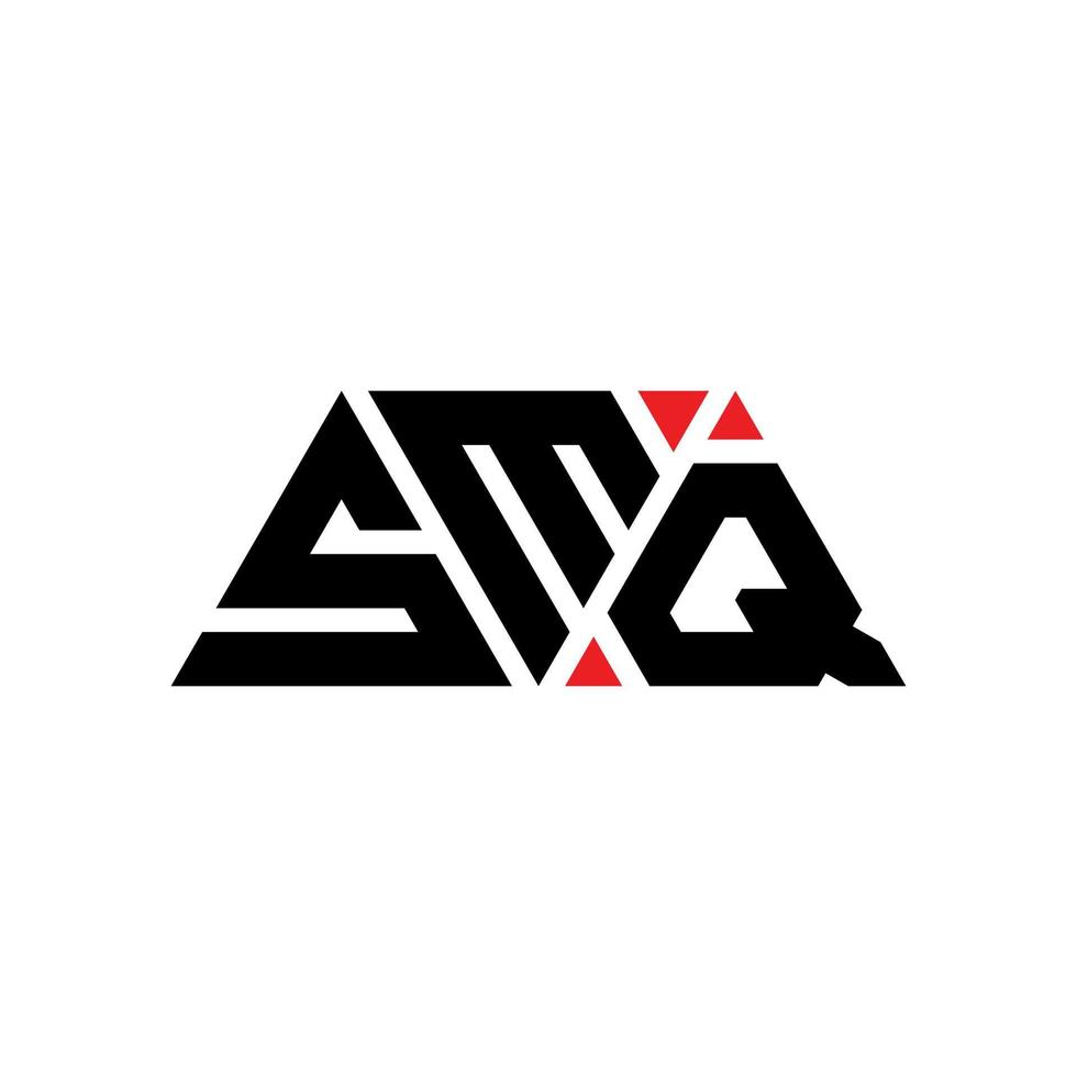 SMQ triangle letter logo design with triangle shape. SMQ triangle logo design monogram. SMQ triangle vector logo template with red color. SMQ triangular logo Simple, Elegant, and Luxurious Logo. SMQ
