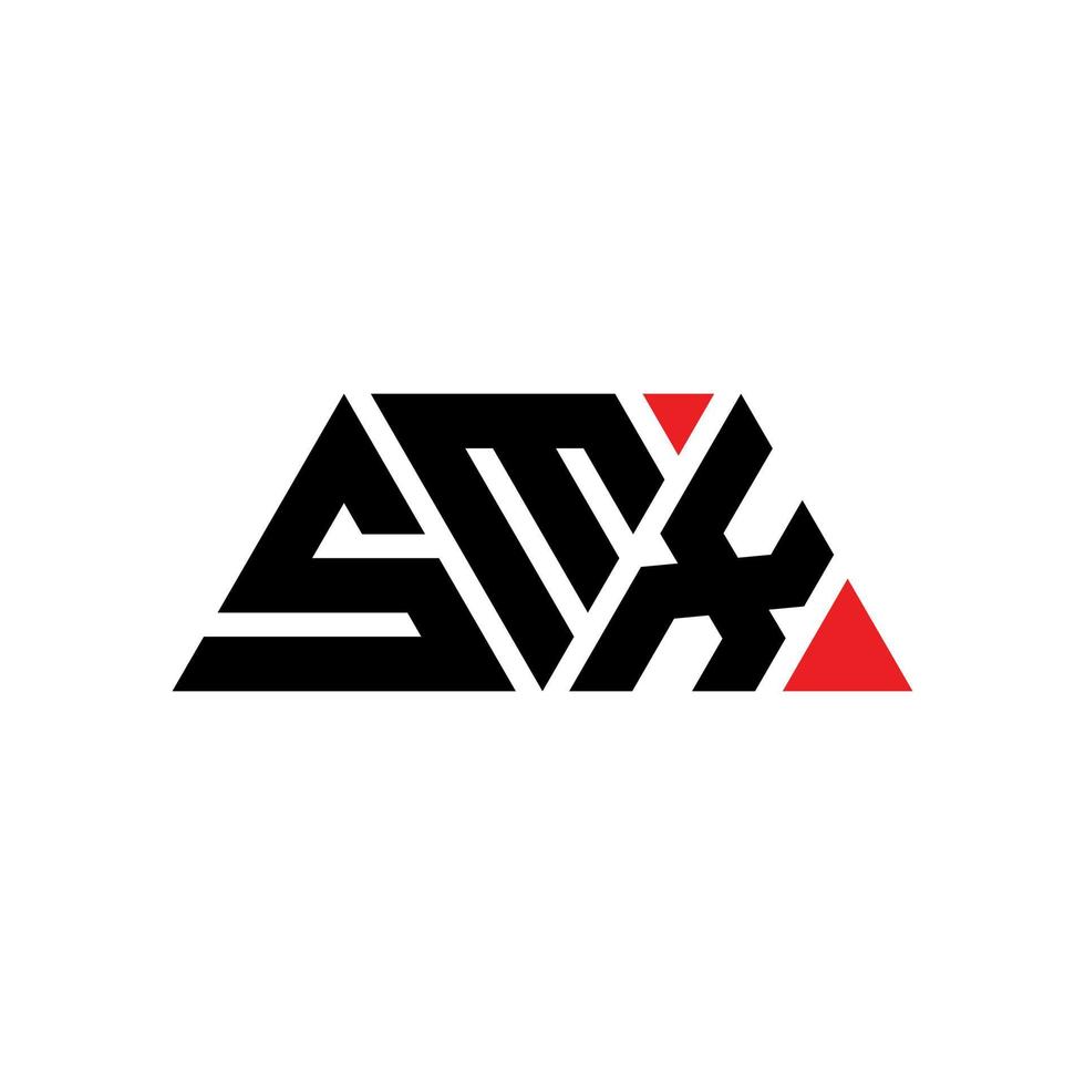 diseño de logotipo de letra triangular smx con forma de triángulo. monograma de diseño de logotipo de triángulo smx. plantilla de logotipo de vector de triángulo smx con color rojo. logotipo triangular smx logotipo simple, elegante y lujoso. smx