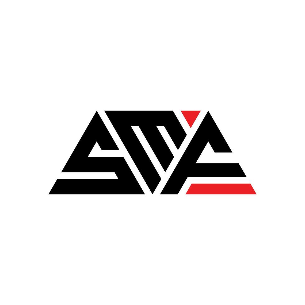 SMF triangle letter logo design with triangle shape. SMF triangle logo design monogram. SMF triangle vector logo template with red color. SMF triangular logo Simple, Elegant, and Luxurious Logo. SMF