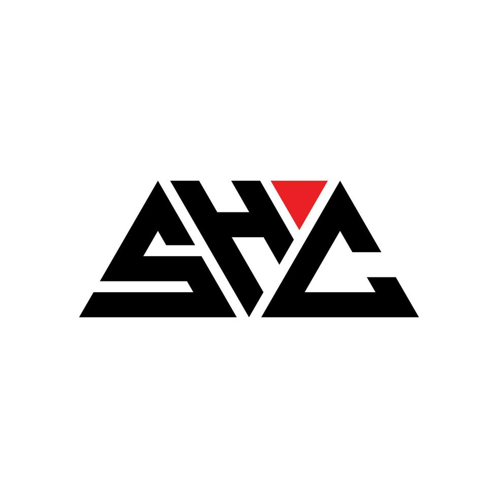 SHC triangle letter logo design with triangle shape. SHC triangle logo design monogram. SHC triangle vector logo template with red color. SHC triangular logo Simple, Elegant, and Luxurious Logo. SHC