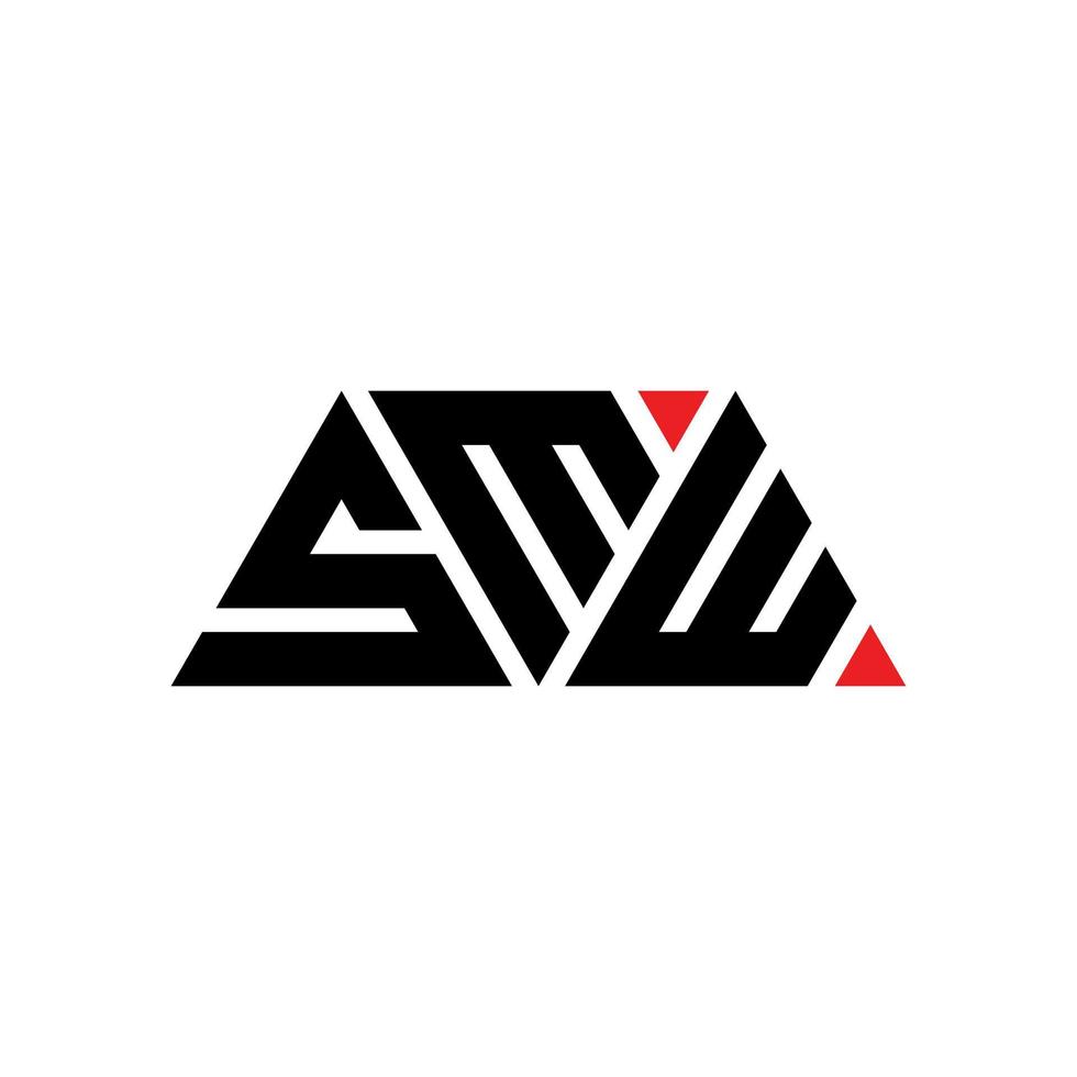 diseño de logotipo de letra triangular smw con forma de triángulo. monograma de diseño de logotipo de triángulo smw. plantilla de logotipo de vector de triángulo smw con color rojo. logo triangular smw logo simple, elegante y lujoso. smw