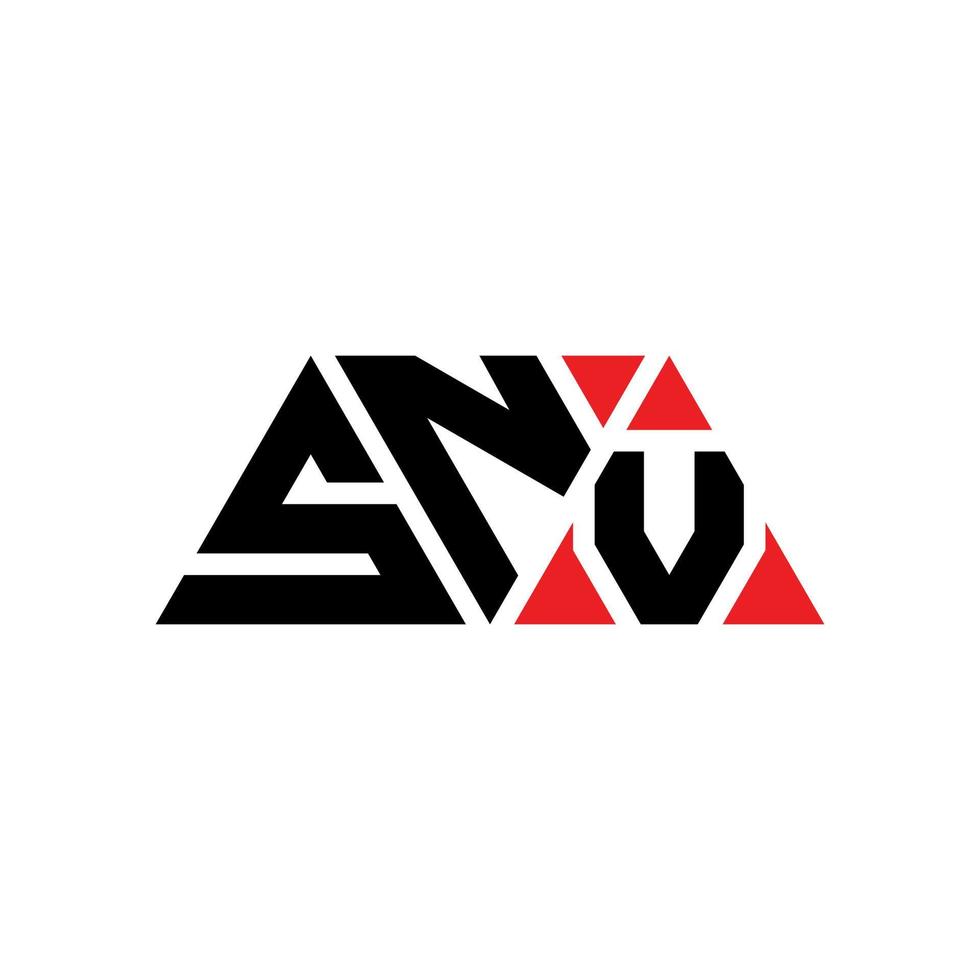 SNV triangle letter logo design with triangle shape. SNV triangle logo design monogram. SNV triangle vector logo template with red color. SNV triangular logo Simple, Elegant, and Luxurious Logo. SNV