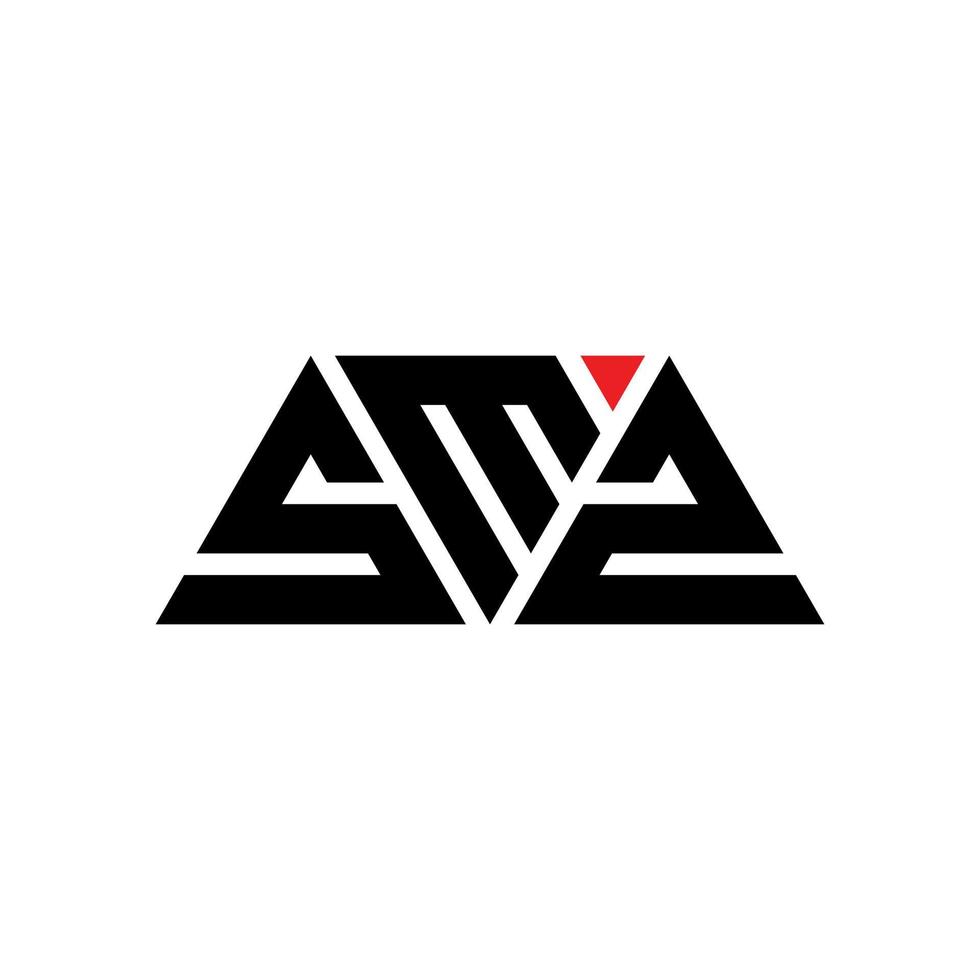 SMZ triangle letter logo design with triangle shape. SMZ triangle logo design monogram. SMZ triangle vector logo template with red color. SMZ triangular logo Simple, Elegant, and Luxurious Logo. SMZ
