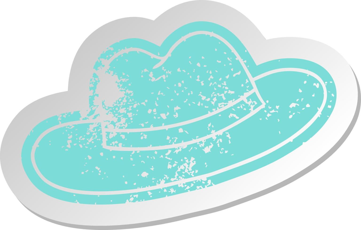 distressed old sticker of a hat vector