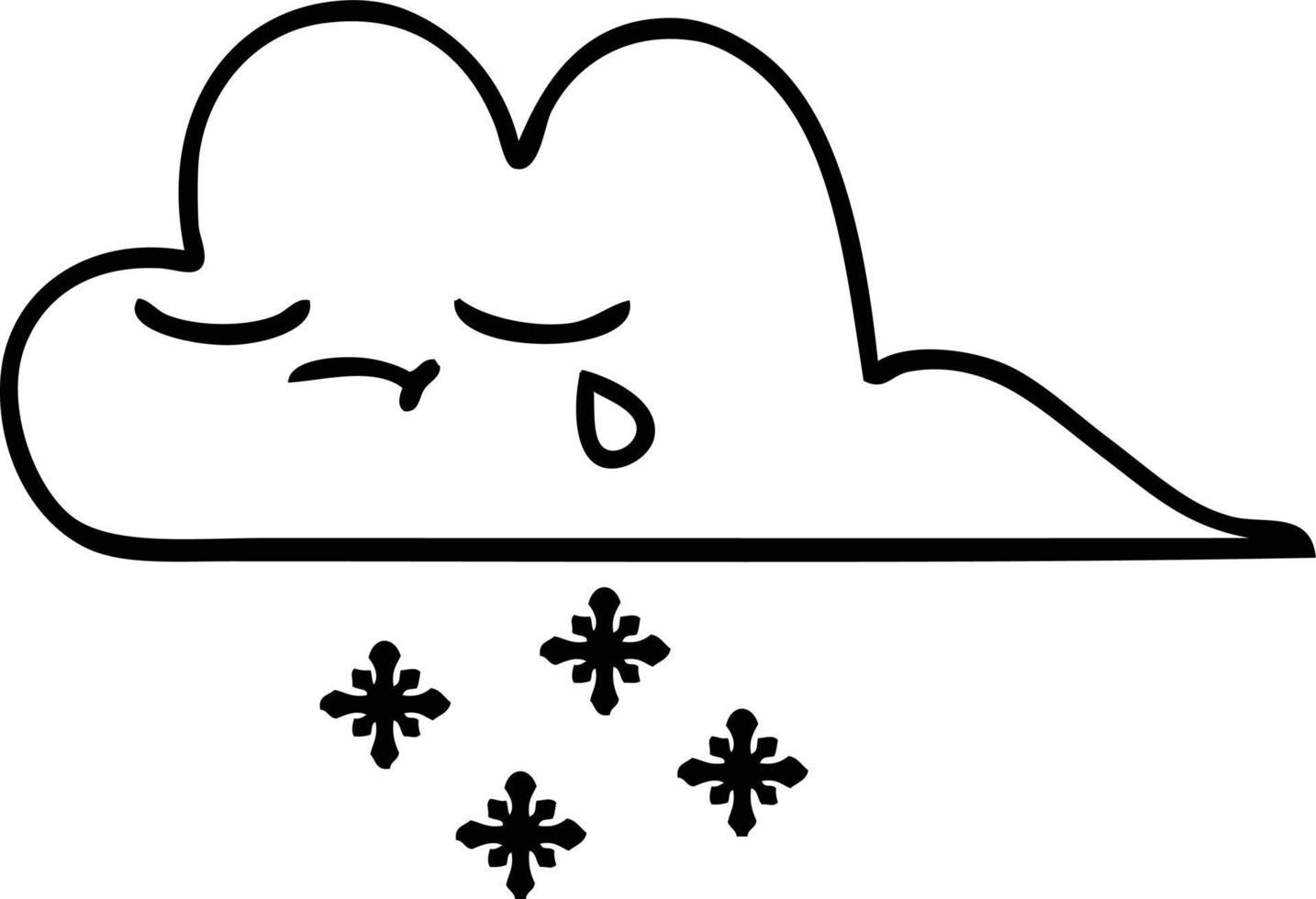 nube de nieve de tormenta de dibujos animados de dibujo lineal vector