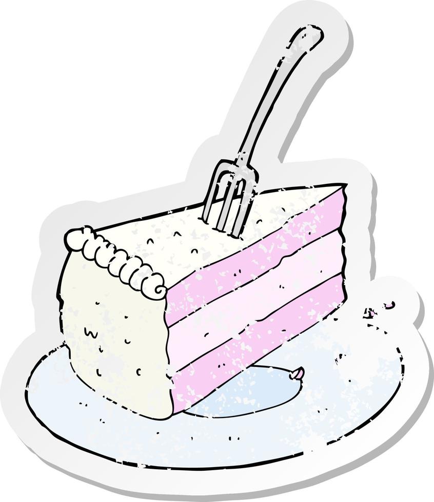 retro distressed sticker of a cartoon cake vector