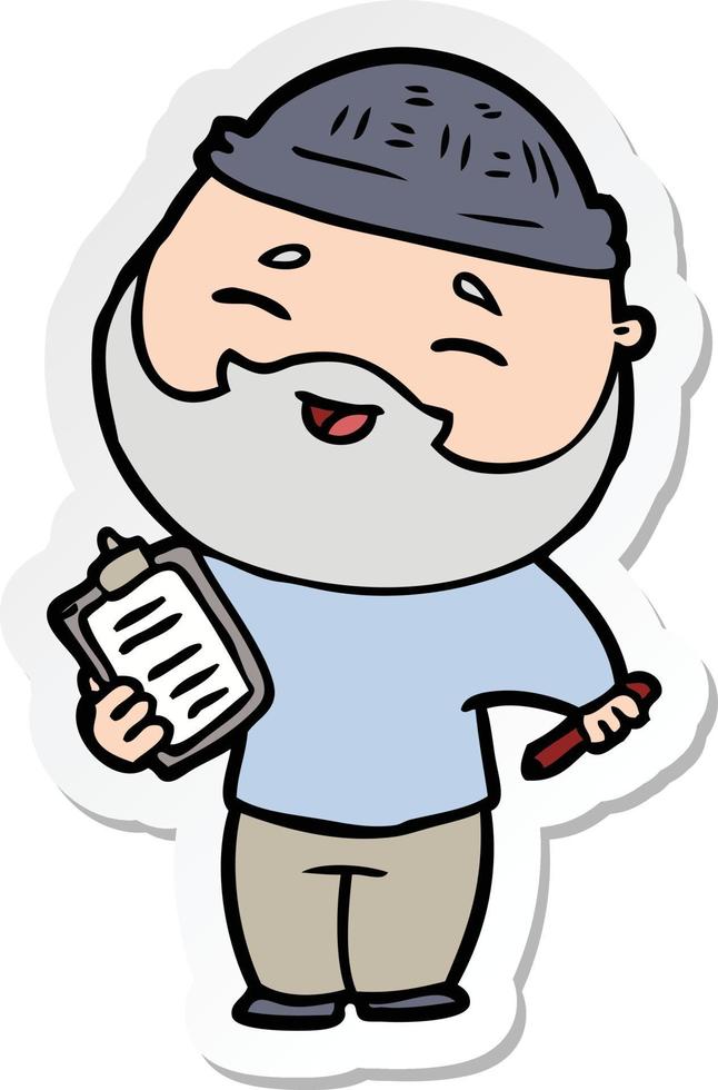 sticker of a cartoon happy bearded man vector