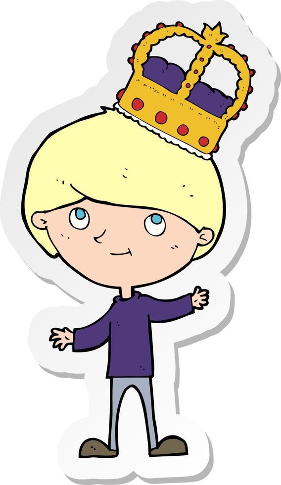 sticker of a cartoon person wearing crown vector