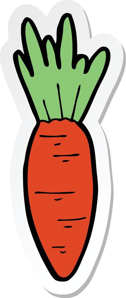sticker of a cartoon carrot vector
