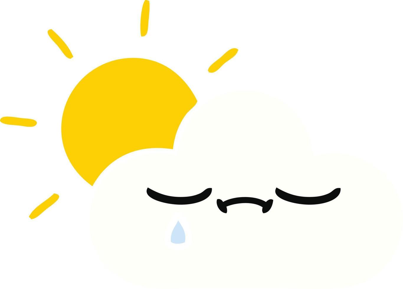 flat color retro cartoon sunshine and cloud vector