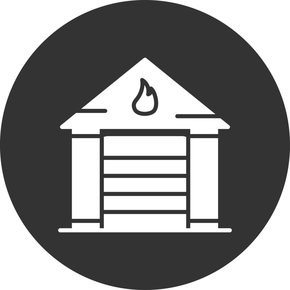 Fire Station Glyph Inverted Icon vector