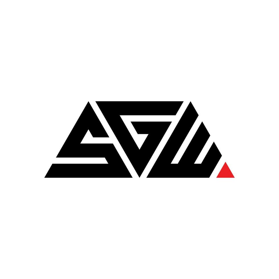 SGW triangle letter logo design with triangle shape. SGW triangle logo design monogram. SGW triangle vector logo template with red color. SGW triangular logo Simple, Elegant, and Luxurious Logo. SGW