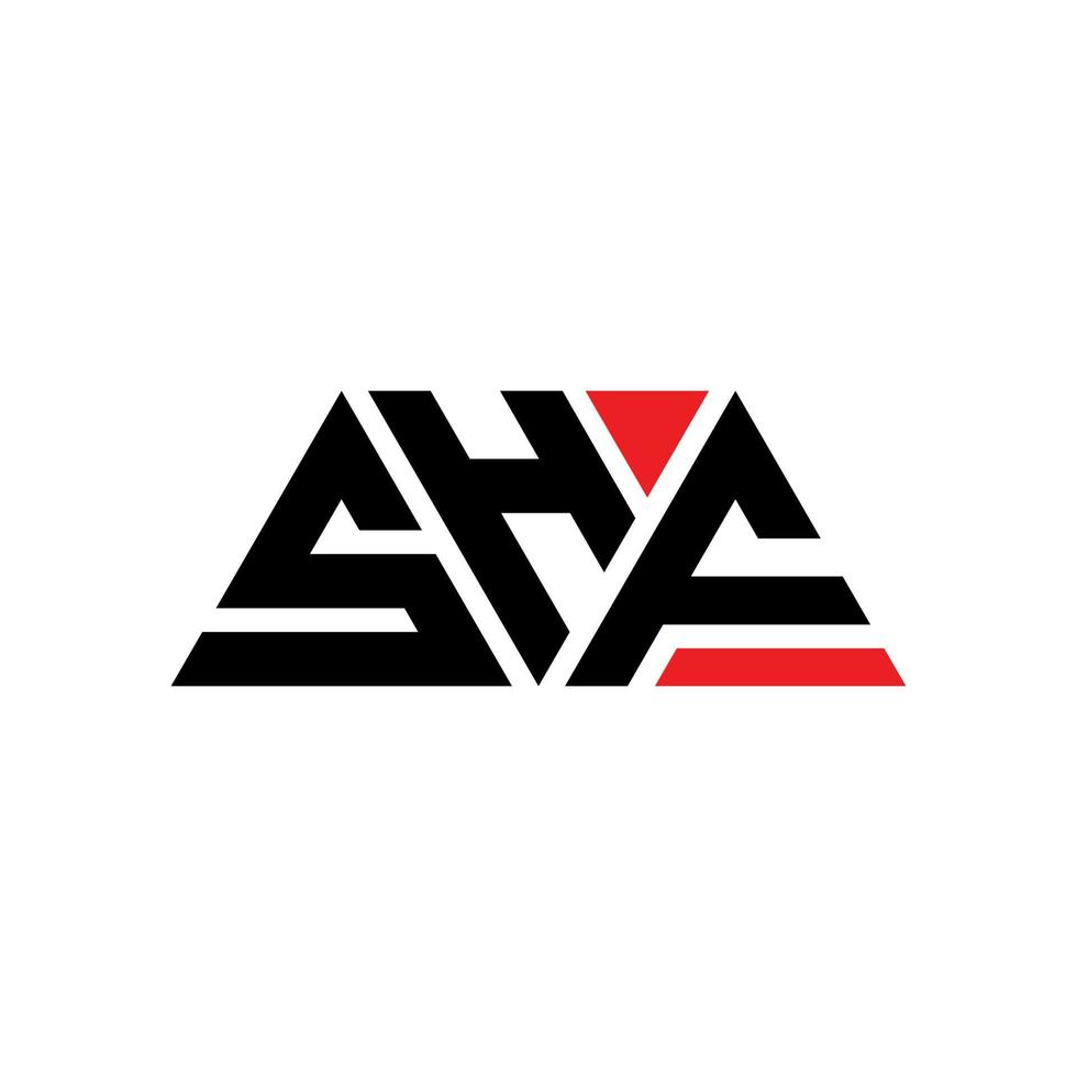 SHF triangle letter logo design with triangle shape. SHF triangle logo design monogram. SHF triangle vector logo template with red color. SHF triangular logo Simple, Elegant, and Luxurious Logo. SHF