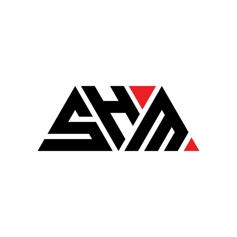 SHM triangle letter logo design with triangle shape. SHM triangle logo design monogram. SHM triangle vector logo template with red color. SHM triangular logo Simple, Elegant, and Luxurious Logo. SHM