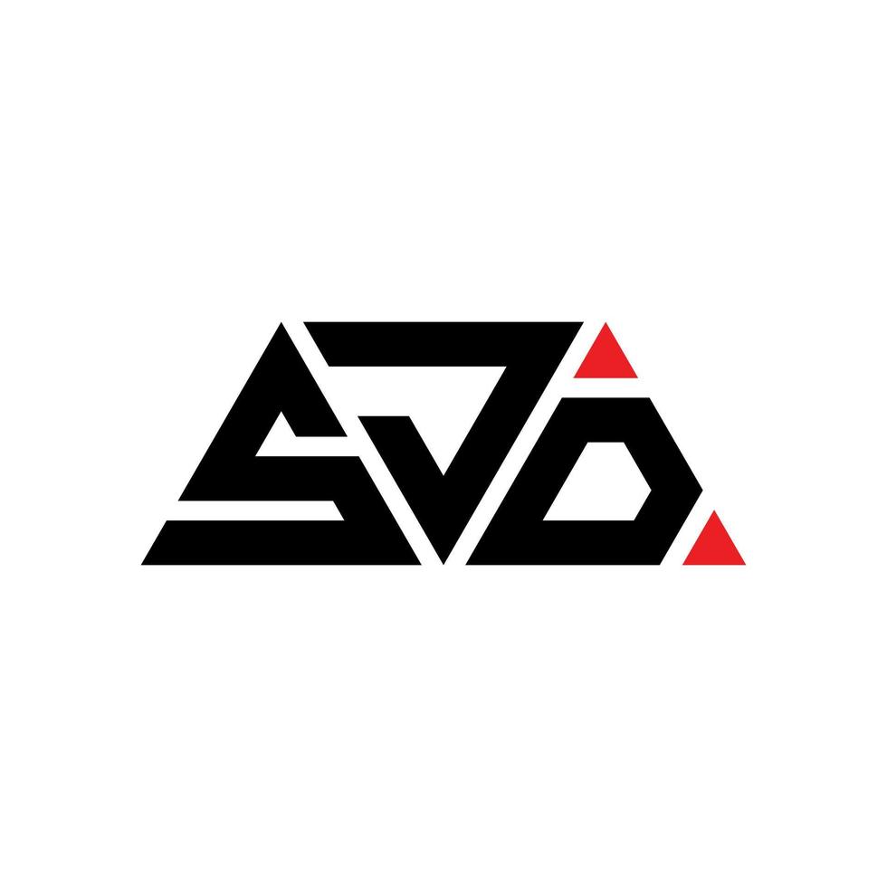 SJD triangle letter logo design with triangle shape. SJD triangle logo design monogram. SJD triangle vector logo template with red color. SJD triangular logo Simple, Elegant, and Luxurious Logo. SJD
