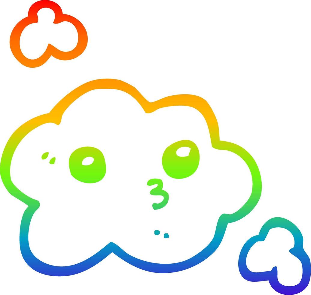 rainbow gradient line drawing cute cartoon cloud vector