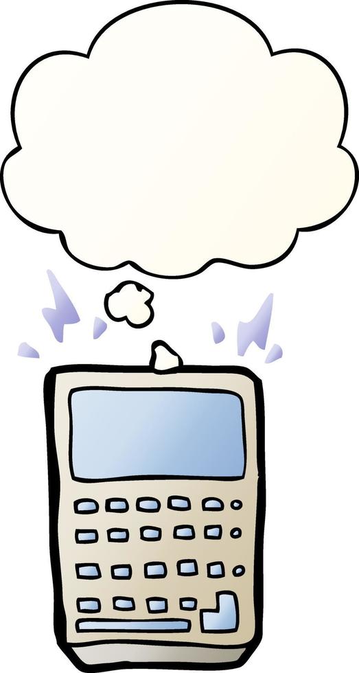 cartoon calculator and thought bubble in smooth gradient style vector