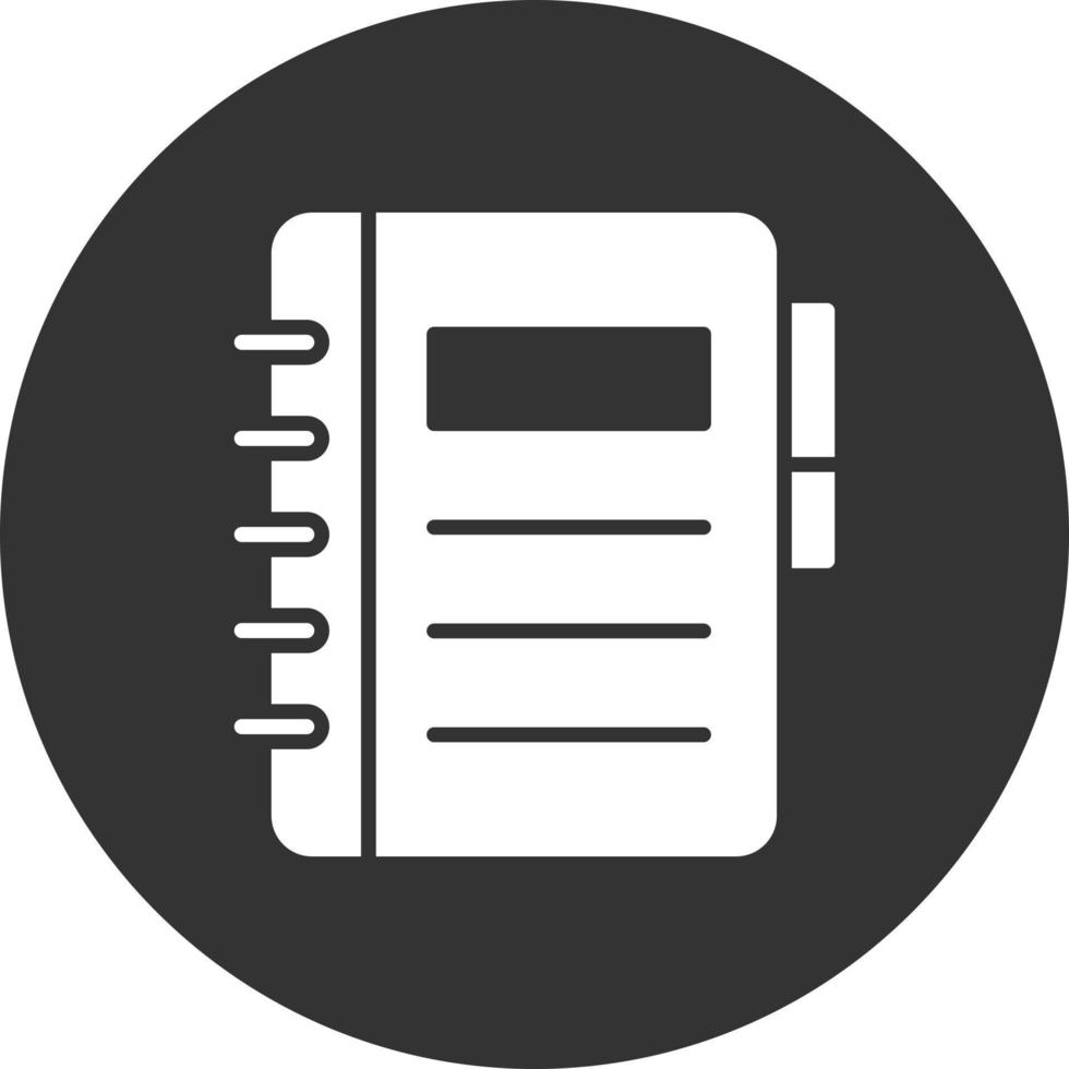 Notebook Glyph Inverted Icon vector