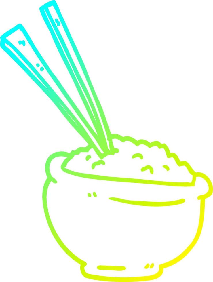 cold gradient line drawing cartoon tasty bowl of rice vector