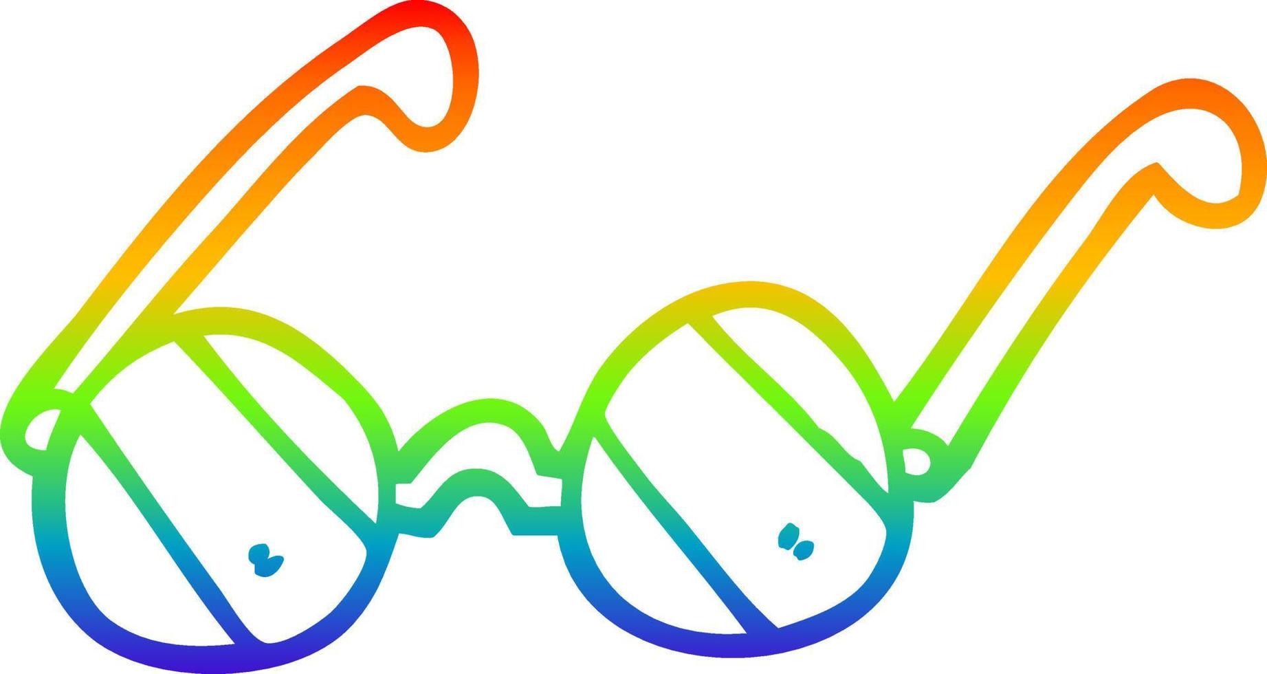 gafas de sol de dibujos animados de dibujo de línea de degradado de arco iris vector