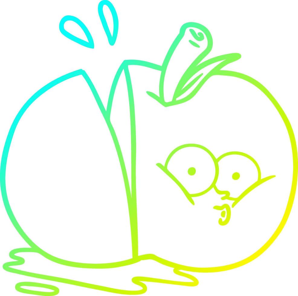 cold gradient line drawing cartoon sliced apple vector