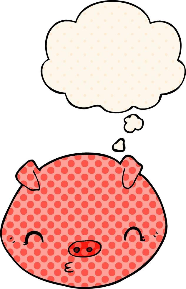 cartoon pig and thought bubble in comic book style vector