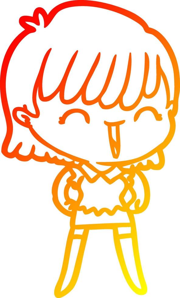 warm gradient line drawing cartoon woman vector