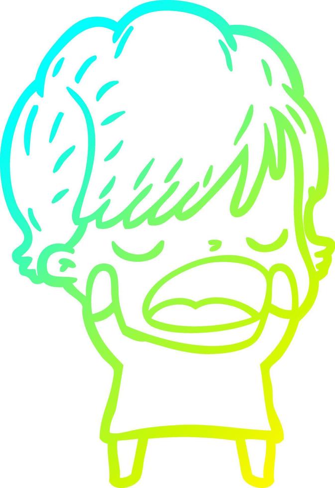 cold gradient line drawing cartoon woman talking vector