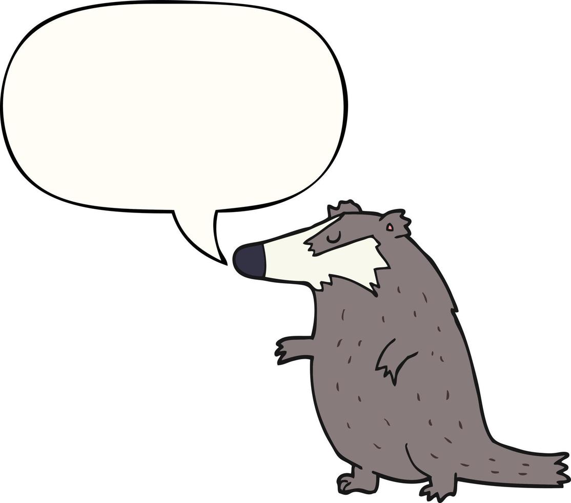 cartoon badger and speech bubble vector