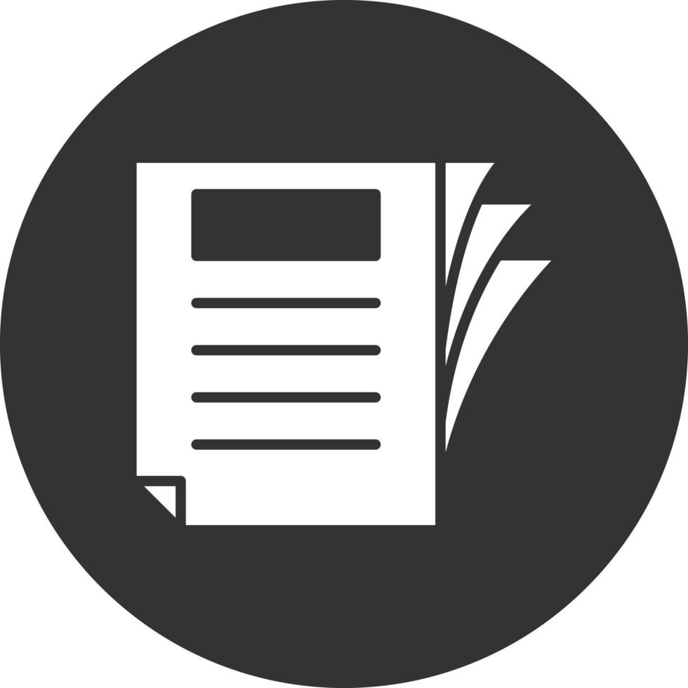 Document Glyph Inverted Icon vector