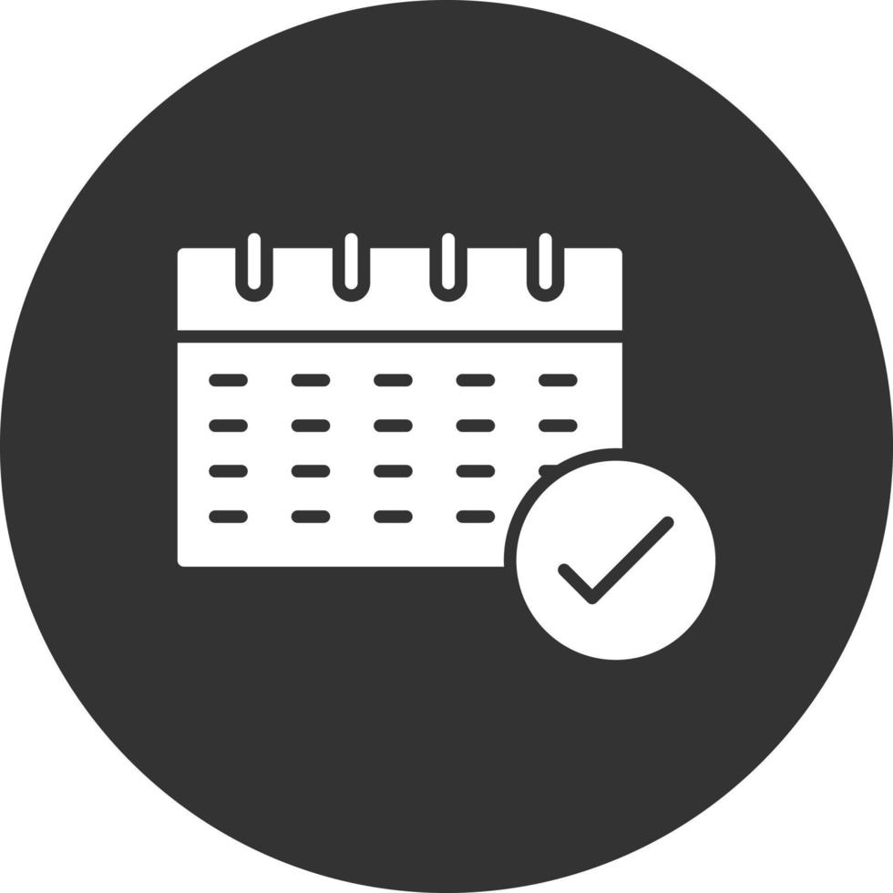 Calendar Glyph Inverted Icon vector