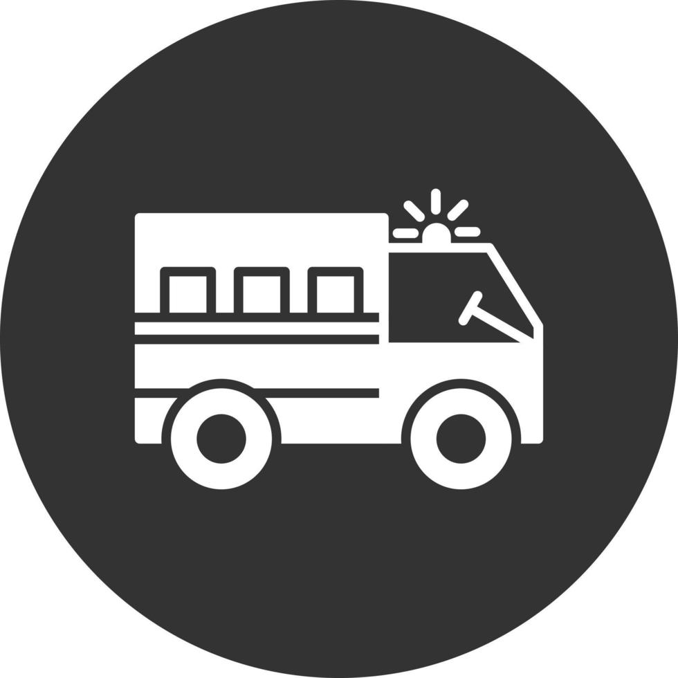 Police Van Glyph Inverted Icon vector