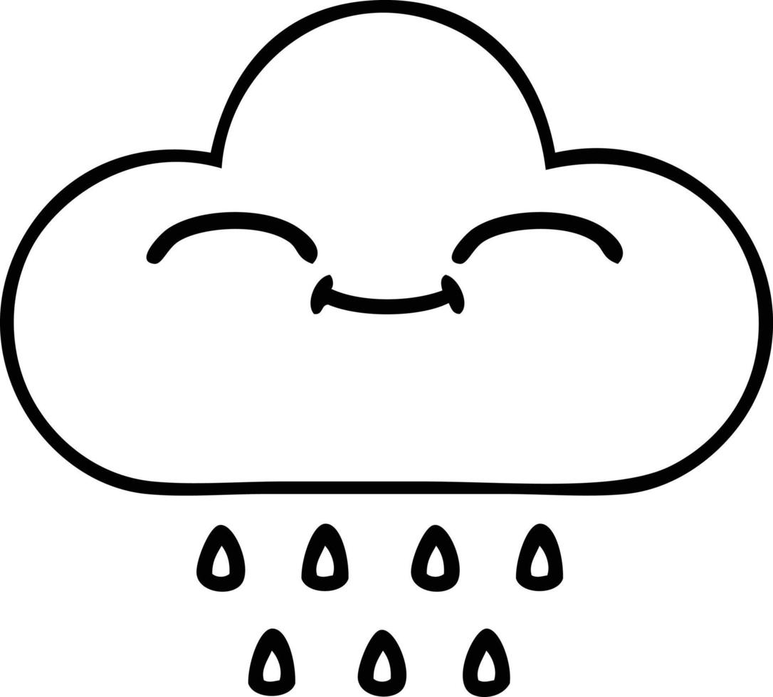 line drawing cartoon storm rain cloud vector